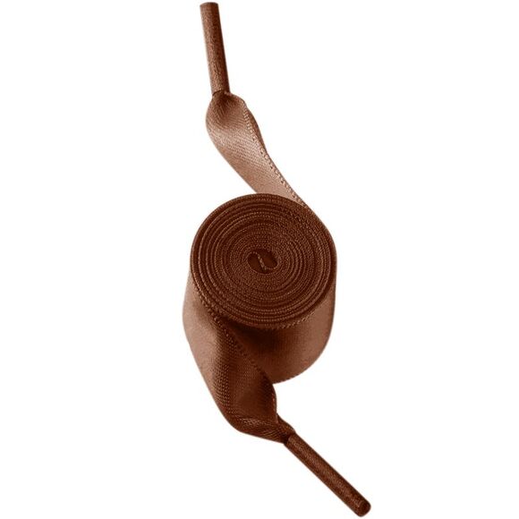 Elerevyo Accessories - 1 Pair Flat Satin Ribbon Wide Shoestrings Colorful Shoe Laces Coffee
